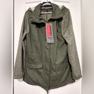 Yoki Olive Layered Funnel Collar Jacket (NWT)